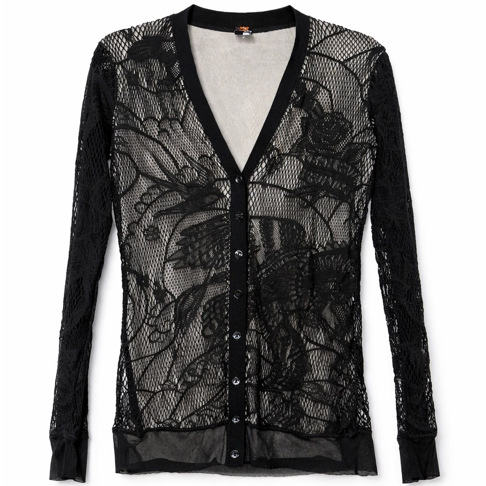 Jean Paul Gaultier Soleil Vintage Mesh Tattoo Cardigan Sheer Top S